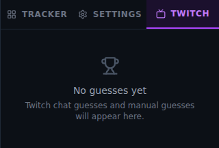 The Poképelago sidebar with the Twitch tab selected, showing the empty leaderboard message No guesses yet.